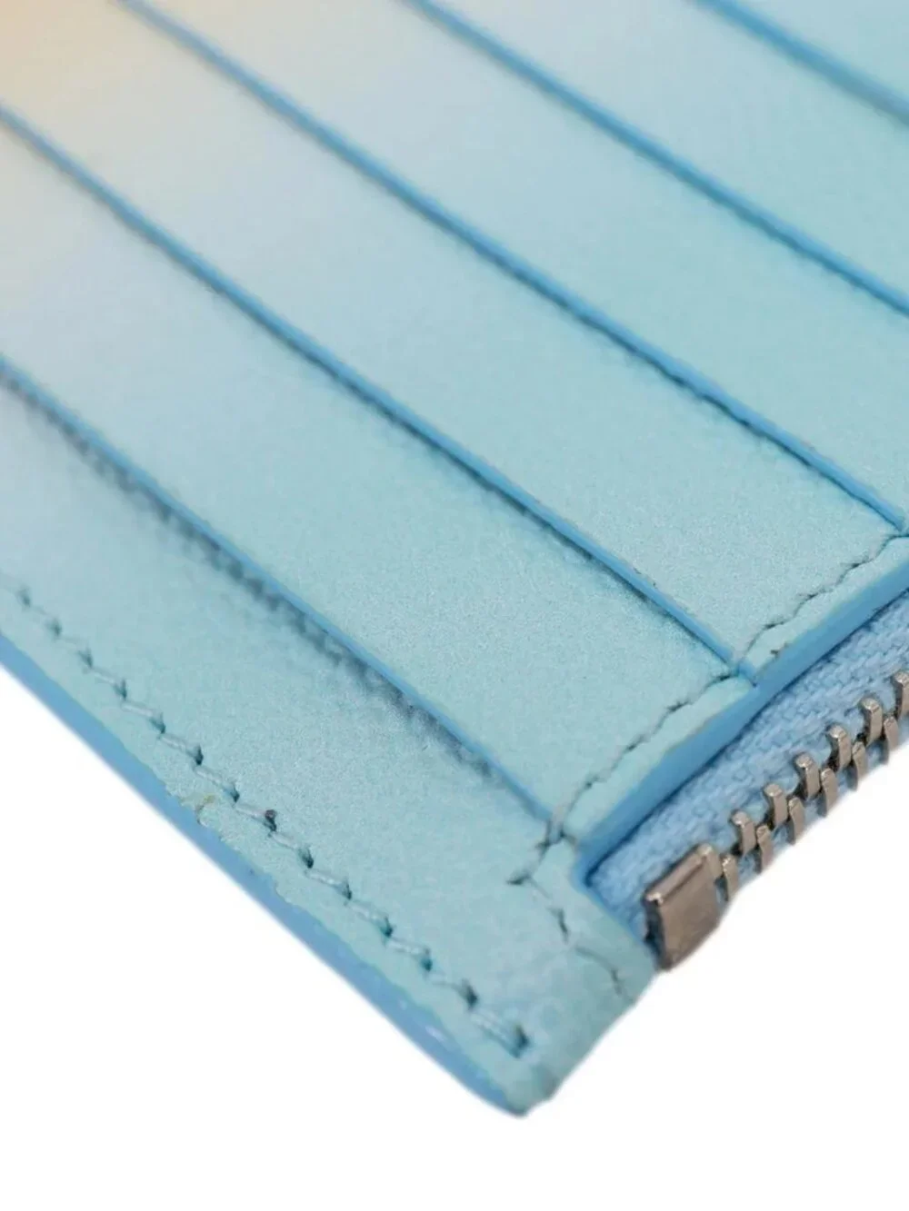 Yves Saint Laurent  5 Fragments Pebbled Leather Zip Card Case Blue